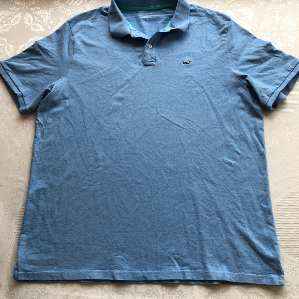 Vineyard Vines Sky Blue Polo Shirt Men’s Size L Collared Short Sleeves Button-Up